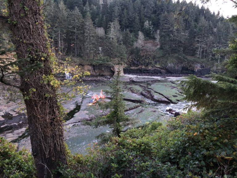 COAST GUARD & DEPOE BAY FIREFIGHTERS RESCUE TEEN FROM COVE
