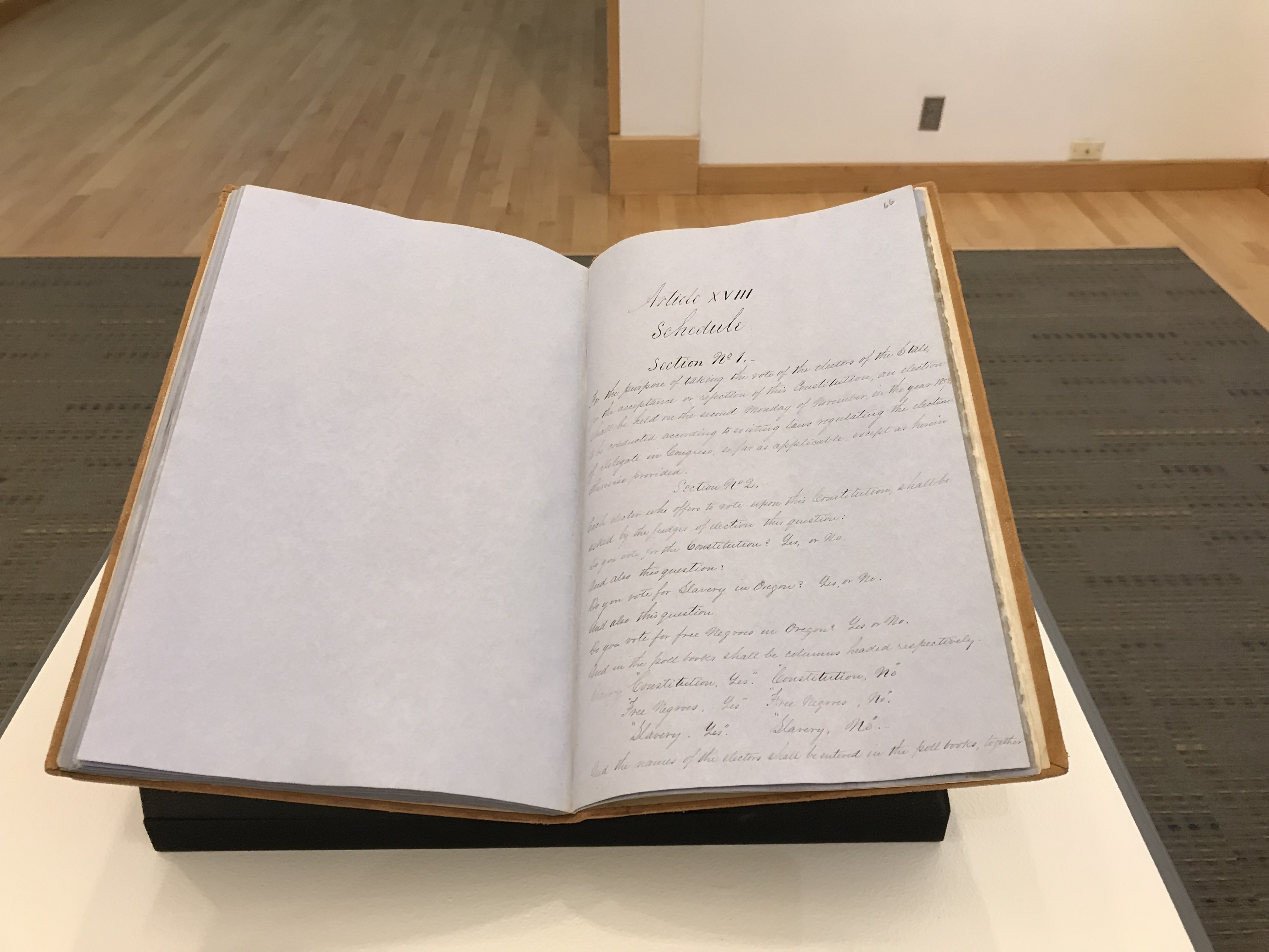 Newly restored Oregon Constitution on display