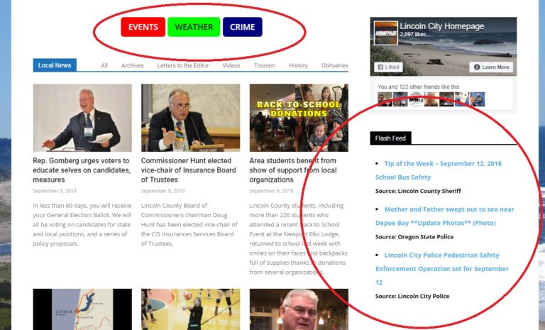 Homepage announces instant access to local crime news, weather, events
