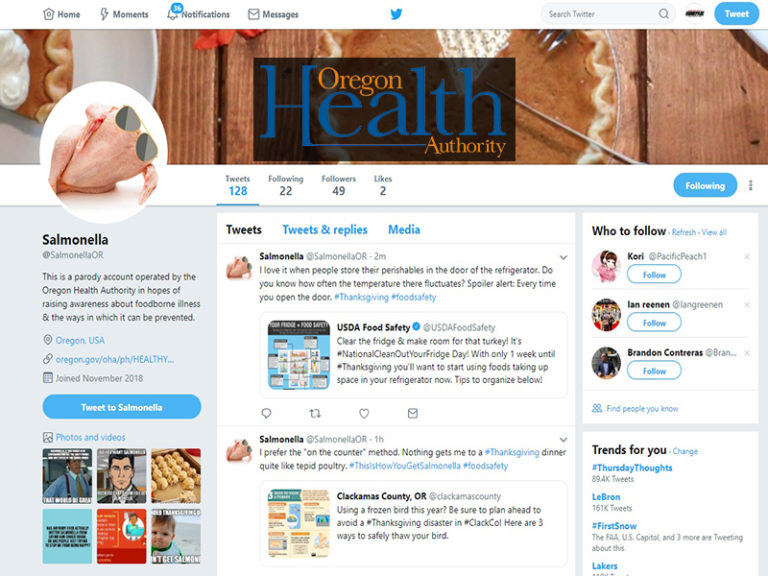 OHA promotes safe food handling with parody ‘Salmonella’ Twitter account