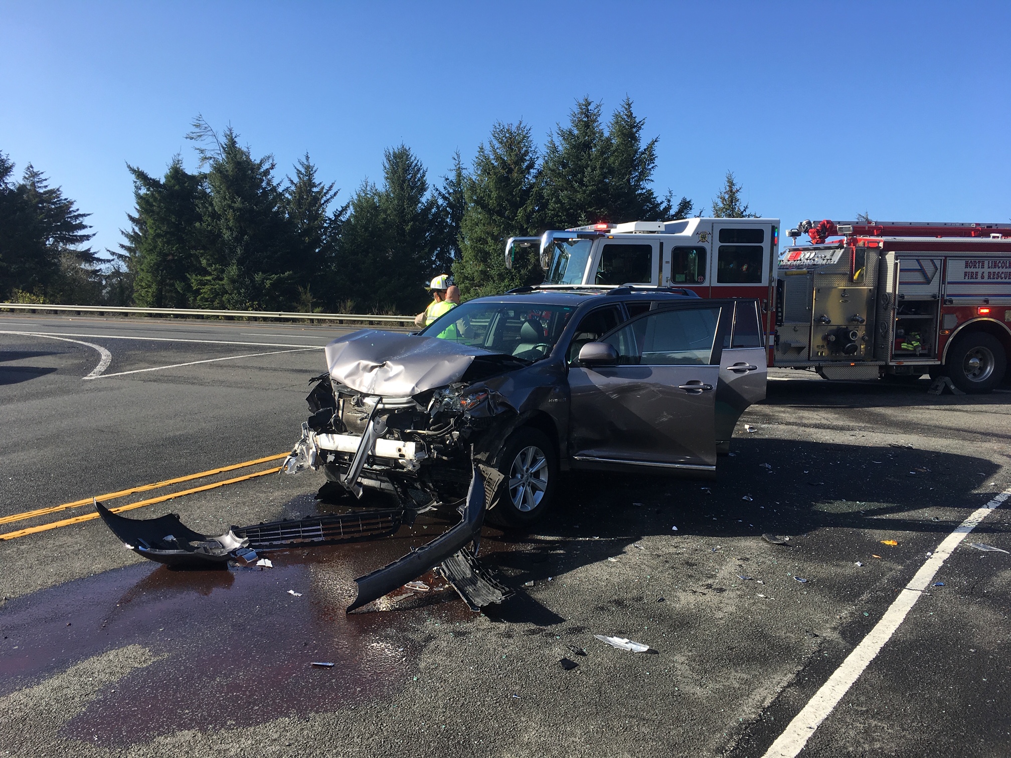 Highway 101 and Siletz Highway crash; one transported to hospital