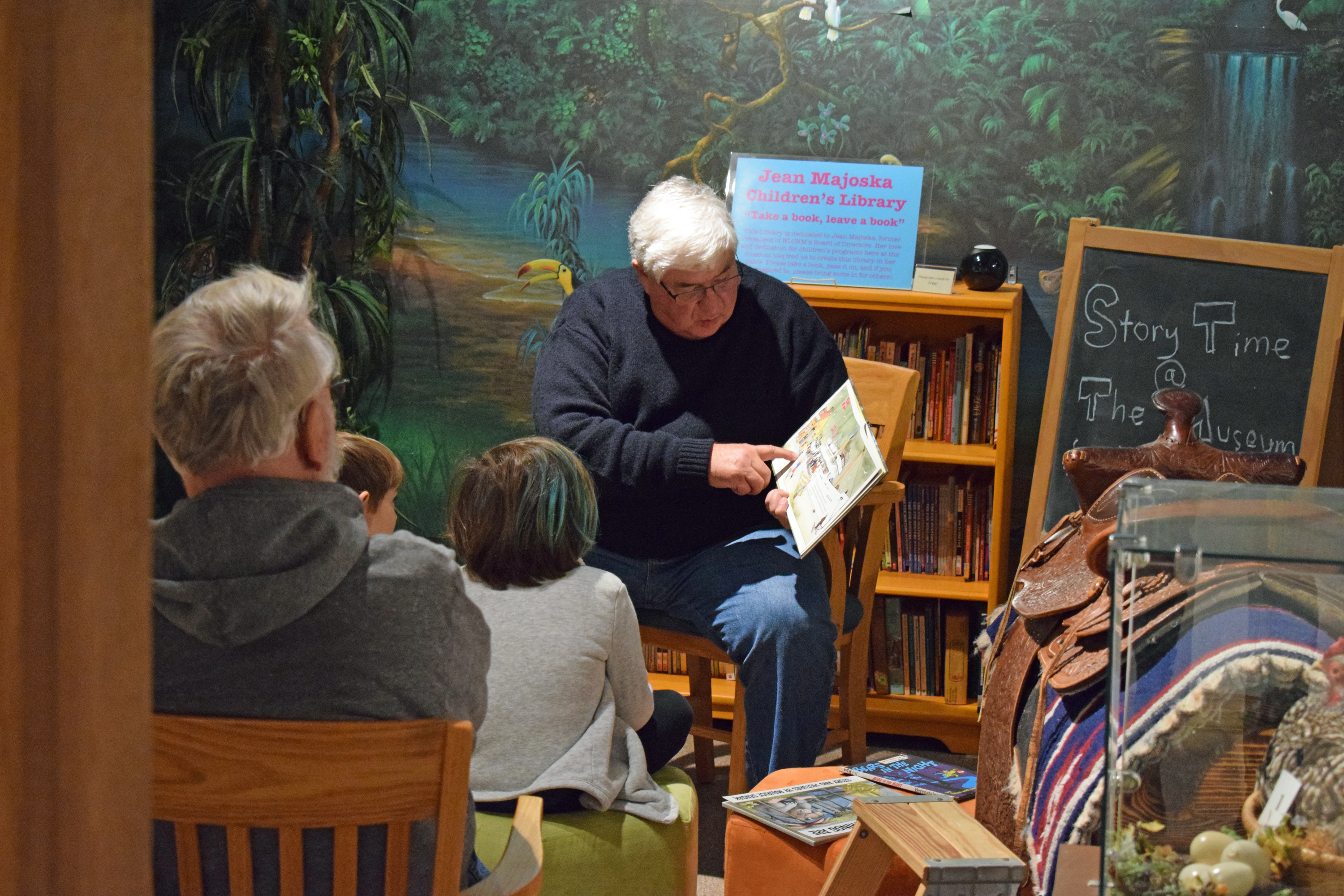 Doug Force telling stories at a previous Story Time at the Museum