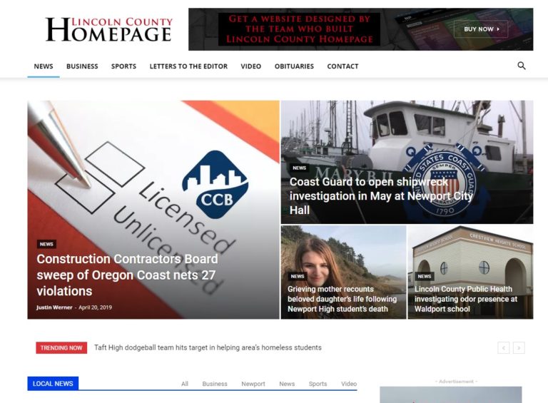 Homepage expands with addition of Lincoln County Homepage