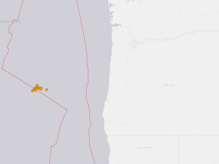 ‘Swarm’ of earthquakes 230 miles off the Oregon Coast