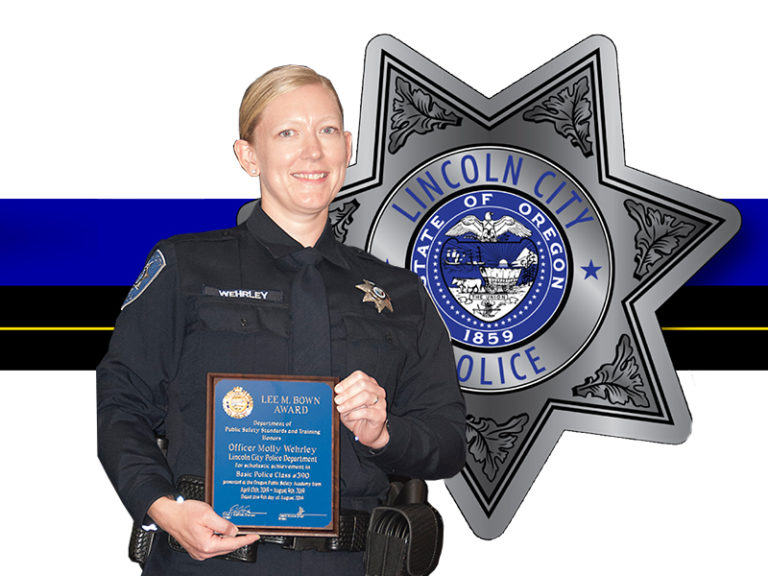 LCPD Officer Wehrley patrolling Lincoln City with honors