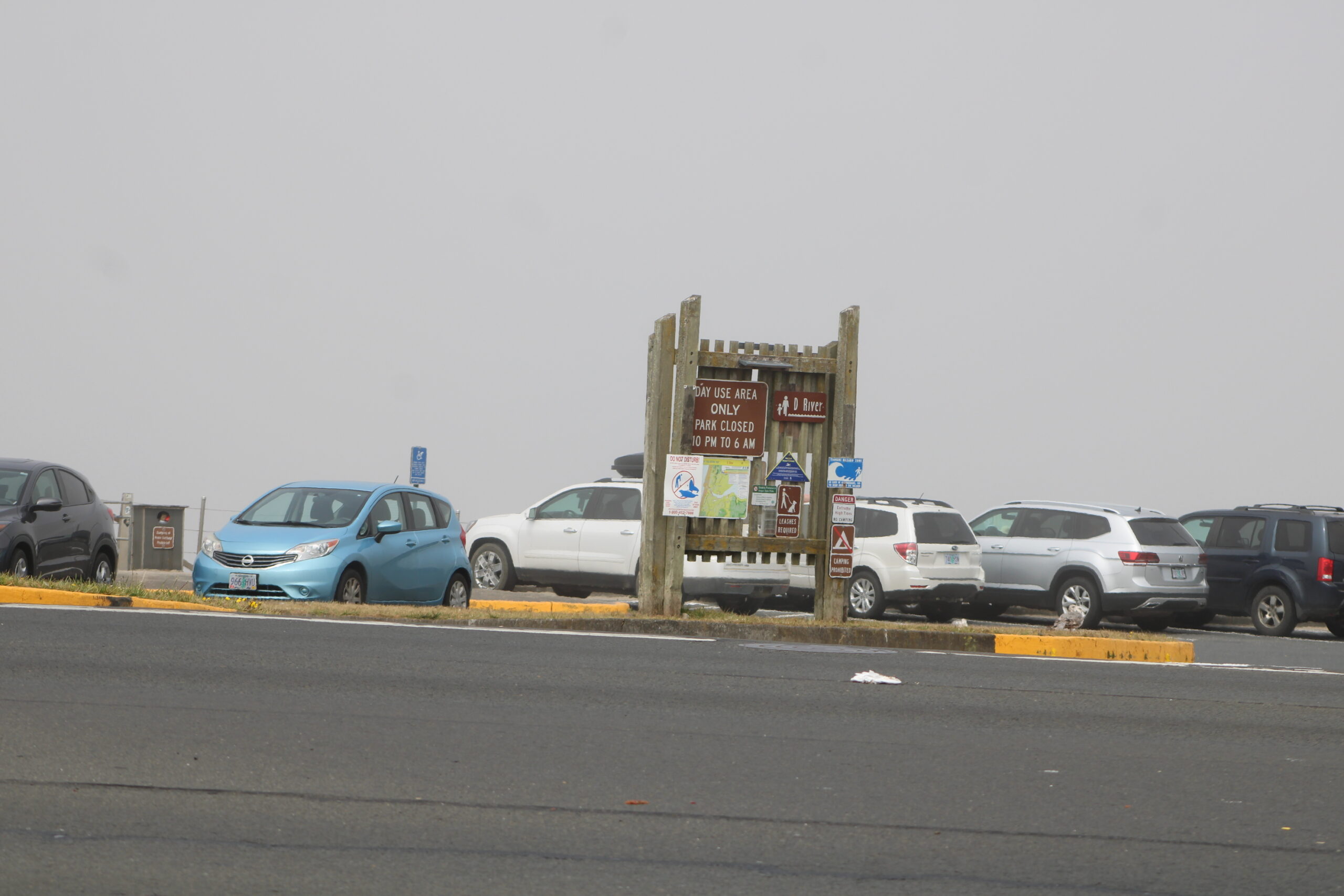 Mist hangs over D River beach Friday