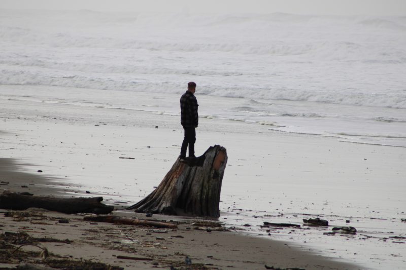 Man on log Lincoln City